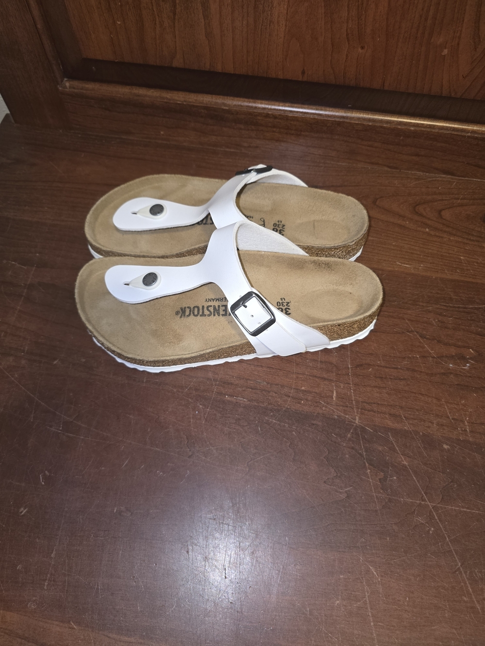 Birkenstock White Thong Sandals with Buckle